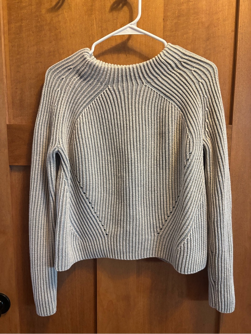 Athleta Ribbed mock Neck Sweater - Light blue/beige